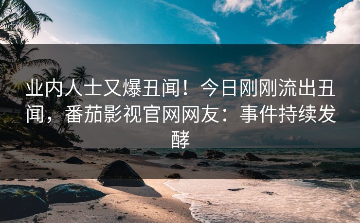 业内人士又爆丑闻！今日刚刚流出丑闻，番茄影视官网网友：事件持续发酵