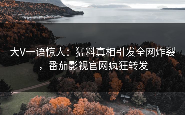 大V一语惊人：猛料真相引发全网炸裂，番茄影视官网疯狂转发