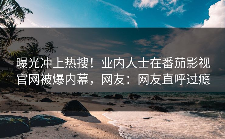 曝光冲上热搜！业内人士在番茄影视官网被爆内幕，网友：网友直呼过瘾