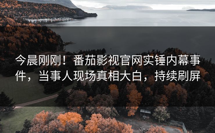 今晨刚刚！番茄影视官网实锤内幕事件，当事人现场真相大白，持续刷屏